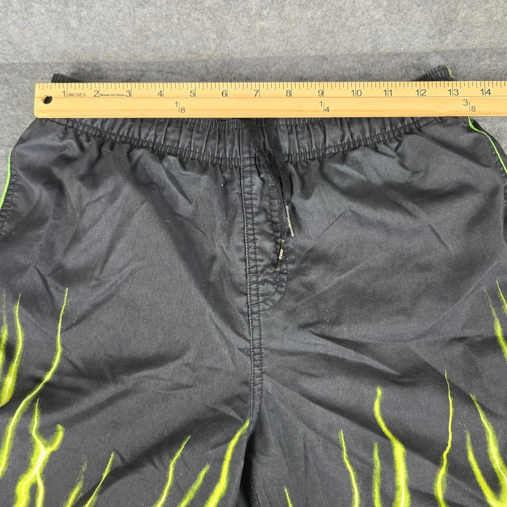 Vintage Nike Fire Flame Lightning Shorts Black Green Y2K Travis Scott Size Large - Picture 2 of 8